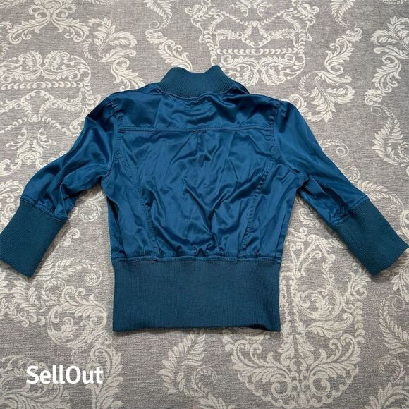 Outer Edge Women's Teal Snap Button Jacket Blue Size M Standard - Picture 2 of 8